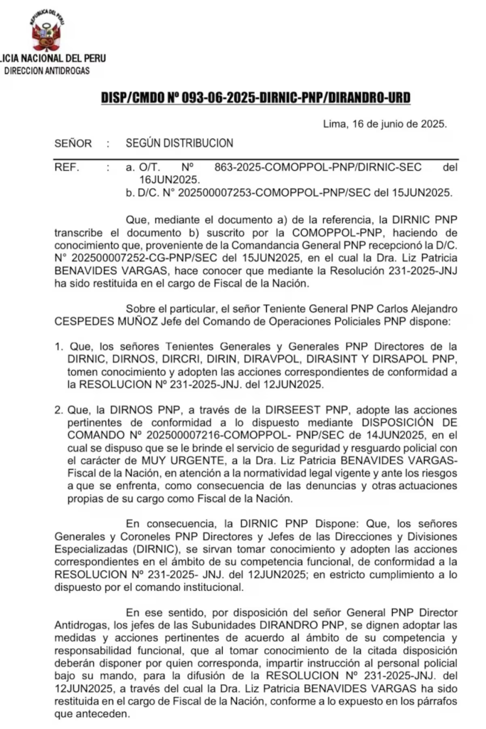 image-8-683x1024 Policía reconoce a Patricia Benavides como fiscal de la Nación y ordena medidas de seguridad